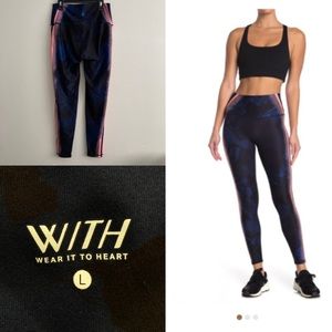 With Wear it to heart floral side stripe high waist leggings